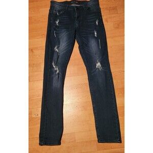 American Breed MENS SIZE 30 Slim Fit Distressed Stretch Jean Dark Blue